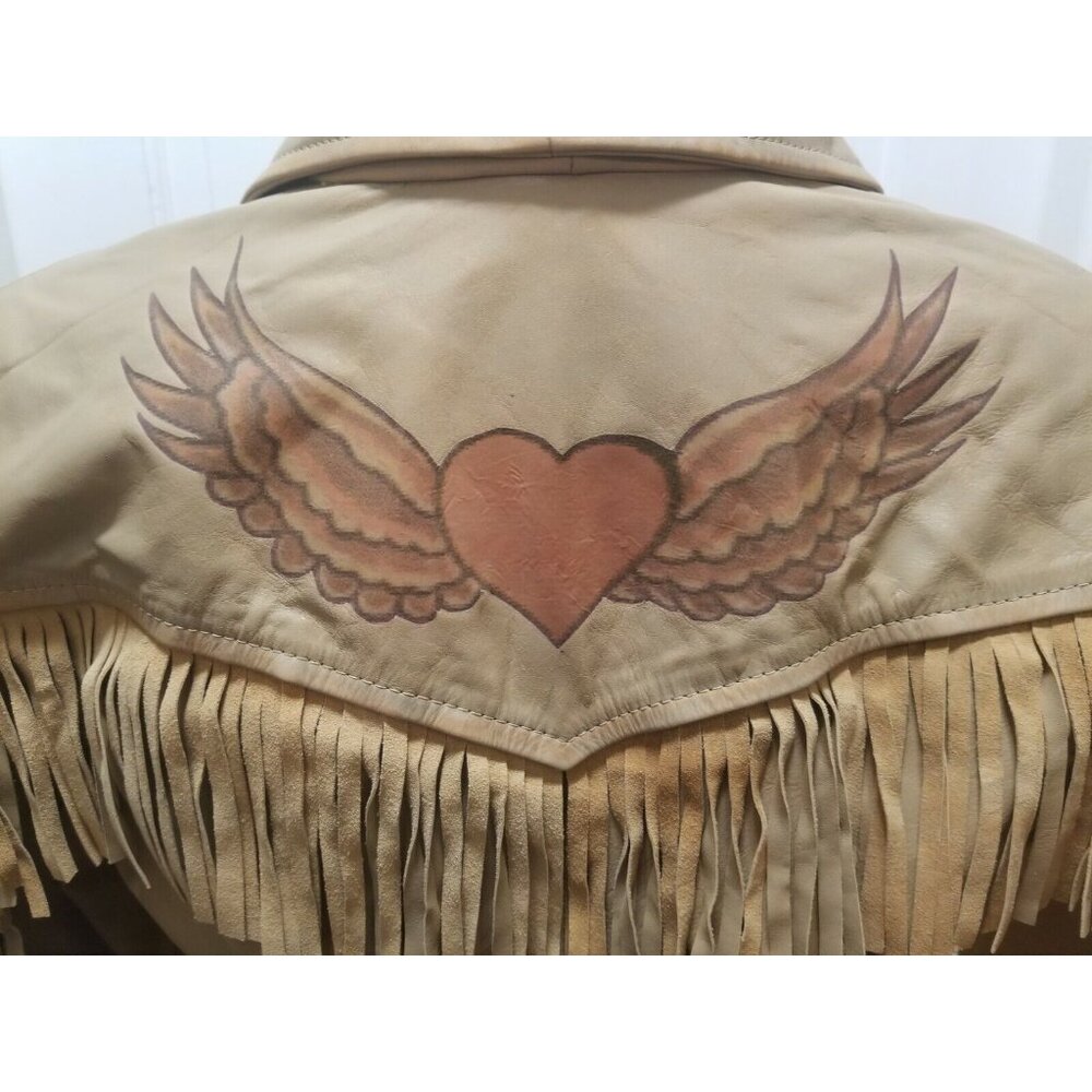 Vintage Scully Leather Jacket Fringe Rodeo Cowboy Love Ladies Size L Camel - Picture 3 of 12